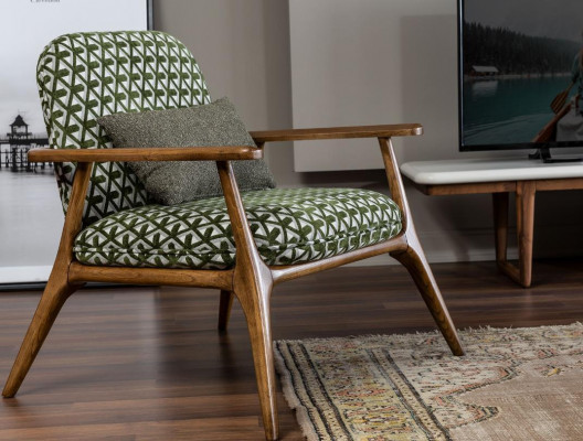 Armchair Wing Chair Cocktail Chair Seat Modern Design Gray Fabric Green