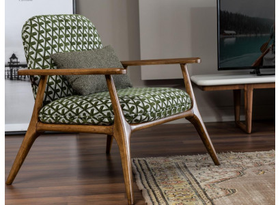 Armchair Wing Chair Cocktail Chair Seat Modern Design Gray Fabric Green