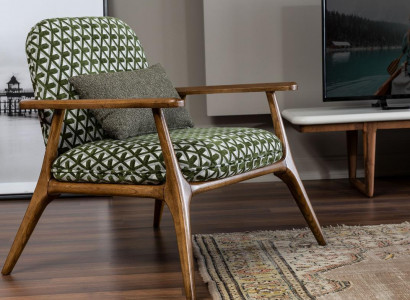 Armchair Wing Chair Cocktail Chair Seat Modern Design Gray Fabric Green