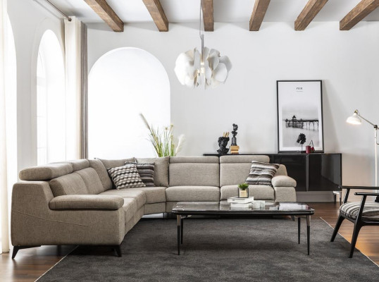 Modern corner couch taupe L-shaped sofa living room furniture corner sofa luxury new