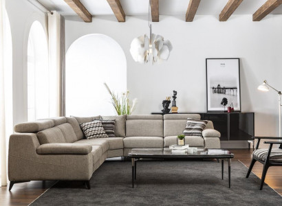 Modern corner couch taupe L-shaped sofa living room furniture corner sofa luxury new