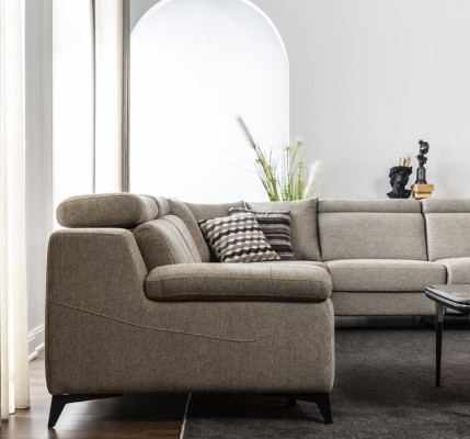 Modern corner couch taupe L-shaped sofa living room furniture corner sofa luxury new
