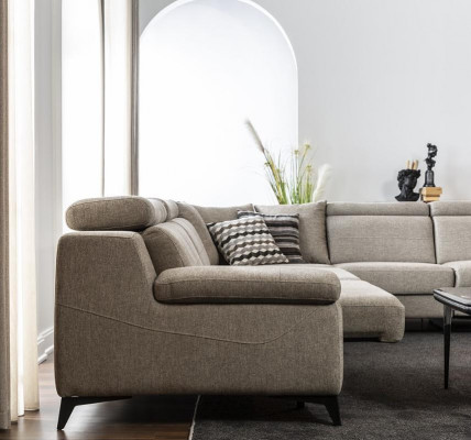 Modern corner couch taupe L-shaped sofa living room furniture corner sofa luxury new