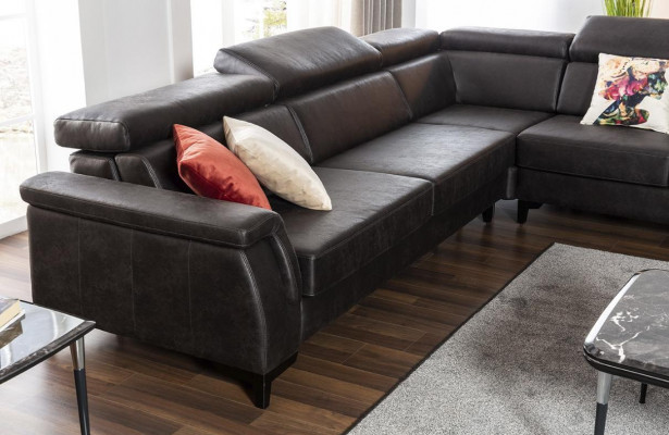 Sofa set corner sofa L-shape couch armchair furniture bed function black new