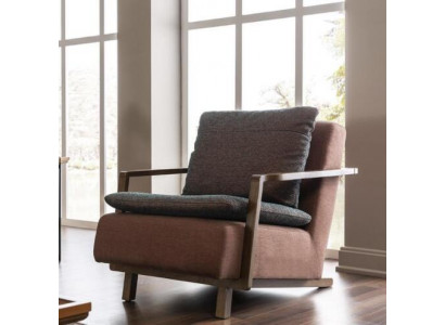 Armchair, wing chair, cocktail chair, modern seat, wood frame, fabric seat.