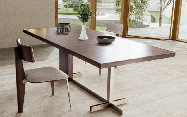 Brown dining table designer tables table + 4x armchair furniture 5-piece set