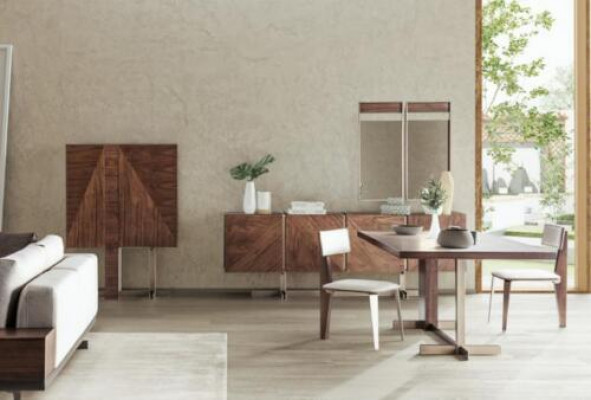 Brown dining table designer tables table + 4x armchair furniture 5-piece set