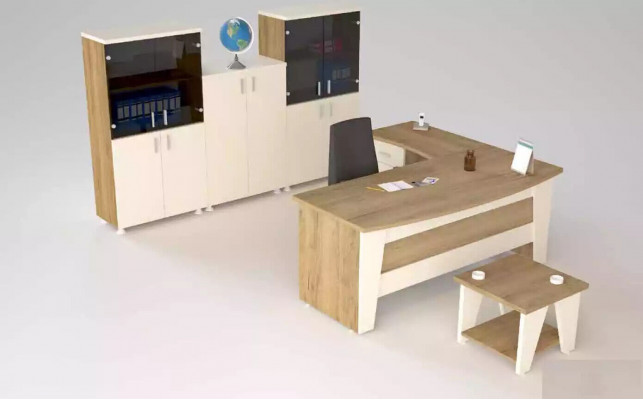 Office furniture: corner desk, desk, coffee table, 3 filing cabinets, 6-piece set