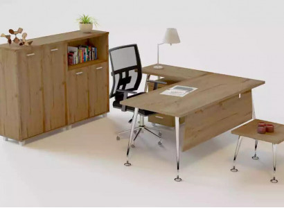 Wooden Office Set Corner Desk Chest of Drawers 2x Filing Cabinet Coffee Table 4-piece Set
