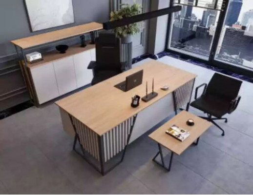 Bright Gray Office Furniture Office Furniture Set Desk Cabinet 3-piece