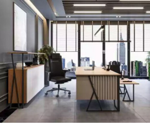 Bright Gray Office Furniture Office Furniture Set Desk Cabinet 3-piece