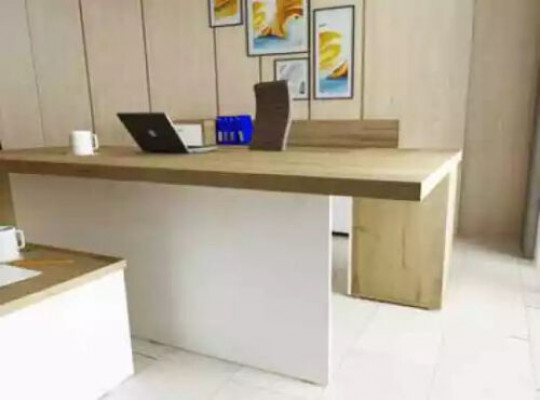 Office modern set corner desk brown coffee table filing cabinet 3-piece set.