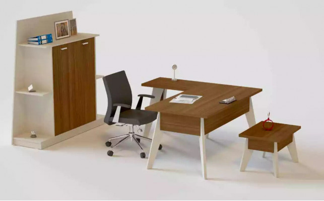 Corner desk table filing cabinet coffee table cabinet furniture office 3-piece set.