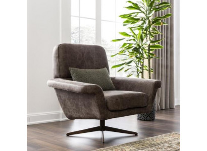 Wing chair armchair cocktail chair single-seater modern design gray faux leather