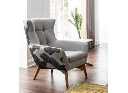 Armchair Wingback chair Cocktail chair Seat Modern Design Gray Fabric Seat