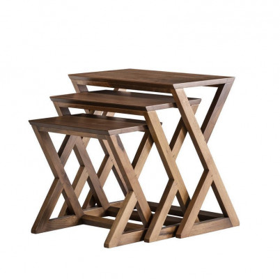 Side Table Set Coffee Table Living Room Wooden Furniture Brown New