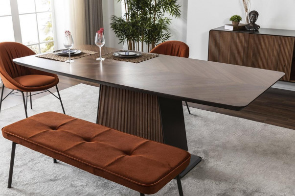 Seating furniture bench upholstered bench wooden bench padded fabric modern orange new