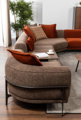 Modern sectional sofa L-shaped couch fabric sofas stainless steel living room furniture new