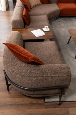 Modern sectional sofa L-shaped couch fabric sofas stainless steel living room furniture new