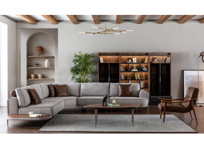 Corner sofa fabric sofa L-shaped sofa fabric sofas gray modern table living landscape