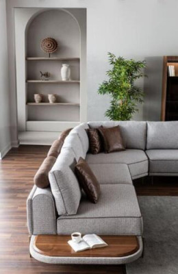 Corner sofa fabric sofa L-shaped sofa fabric sofas gray modern table living landscape