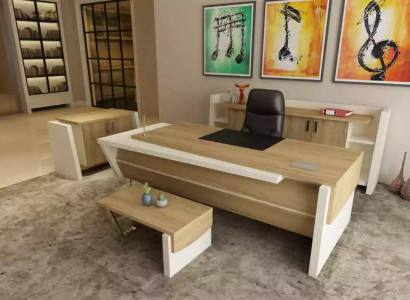 Desk, coffee table, filing cabinet, dresser, modern brown wood