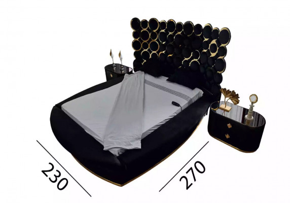 Complete bedroom set luxury bed 2x bedside tables dressing table mirror 5-piece