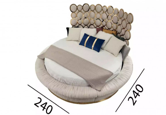 Modern bedroom set: bed + 2x nightstands + dressing table + mirror, 5-piece set