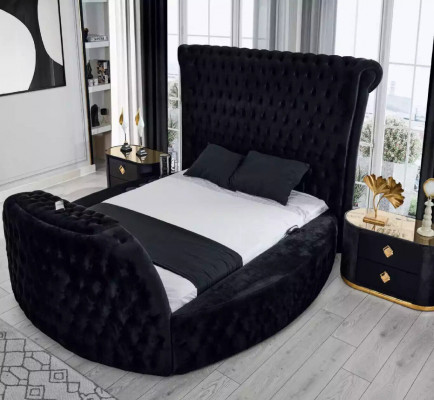 Modern Chesterfield bed in luxurious black color