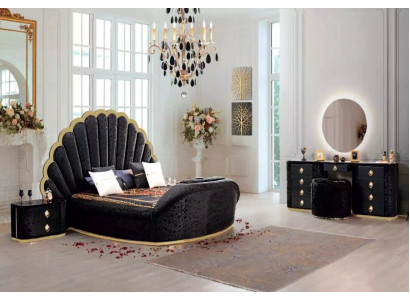 Modern luxury bedroom furniture made from high-quality fabric and sturdy wood.