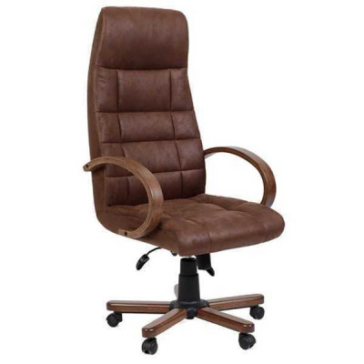 Executive chair brown faux leather padded office chair computer swivel chair new