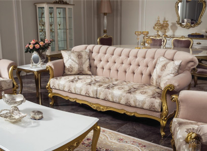 Luxury three-seater sofa 3 seat fabric couch furniture style textile Italy