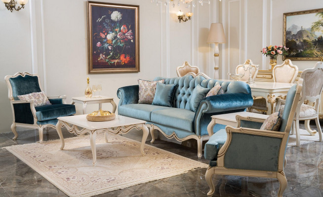 Luxury sofa set 311 seater coffee table sofa armchair fabric couch 4-piece.