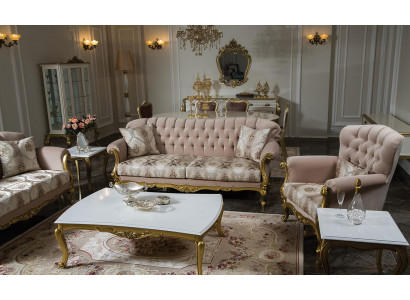 Luxury Sofa Couch Set 5-piece Sofa Suite 3+2+1 Coffee Table Side Table Armchair