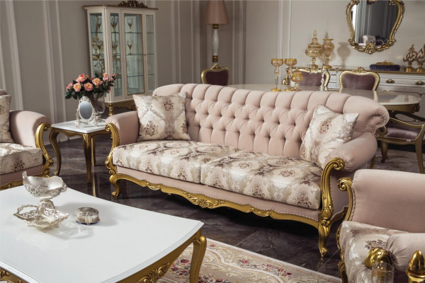 Luxury Sofa Couch Set 5-piece Sofa Suite 3+2+1 Coffee Table Side Table Armchair
