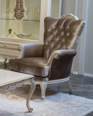 Luxury design armchair classic throne armchair living room chesterfield new