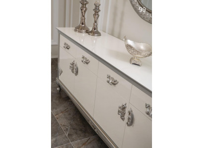 White dresser with practical drawers and elegant shelves
