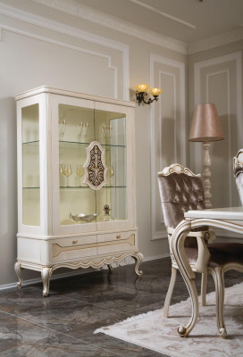 Glass Cabinet Display Living Room Wood Sideboard Luxury Furniture Shelf
