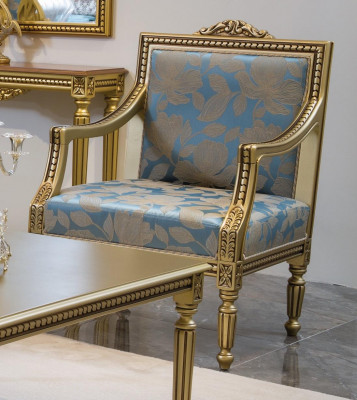 Armchair Upholstery Chairs Gold Fabric Luxury Design Chair Single Seater Classic