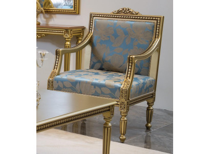 Armchair Upholstery Chairs Gold Fabric Luxury Design Chair Single Seater Classic