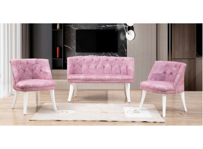 Kitchen seating ensemble bench armchair pink Chesterfield set seating furniture fabric