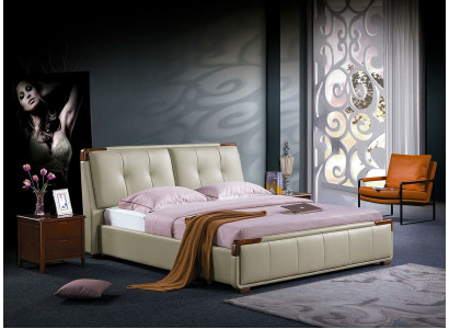 Design bedroom 3-piece set: bed, nightstand, classic luxury bed set furniture.