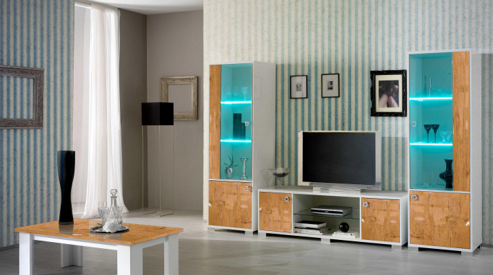 Wall unit 3-piece set. TV stand + 2x display cabinets. Italian design furniture, living room luxury furniture.