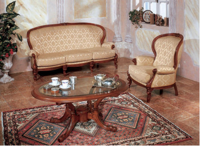 Classic sofa set couch sofa armchair coffee table Italian furniture 3-piece set.