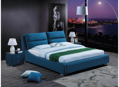 Design leather bed bedroom 3-piece set 2x nightstand luxury bed furniture