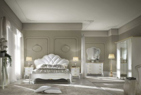 Bedroom set baroque bed nightstand dresser bed furniture 6-piece solid wood