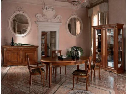 Classic dining table set, solid wood dining room suite, 6x armchair, 7 pieces.