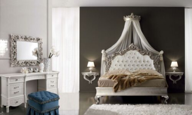 Bedroom Complete Set Royal Baroque Bed Dressing Table Nightstand 6 pcs.