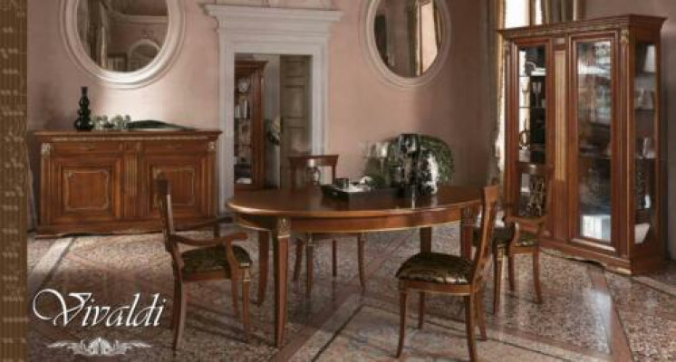 Dining Room Furniture Solid Wood Baroque Rococo Table 4x Chairs Display Cabinet Dresser