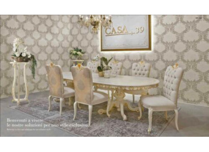 Classic solid wood dining table set 4x chair set chairs 5 pcs.